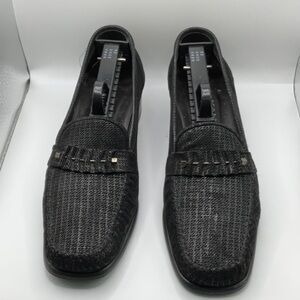 Stuart Weitzman Black Woven Leather Women’s Shoes, Size 8